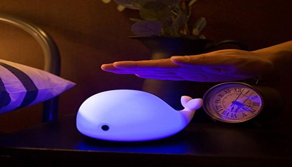 Luz nocturna LED para niños, lámpara de silicona suave para guardería de bebés con control de grifo sensible, 7 colores individuales y respiración multicolor dual 8538051