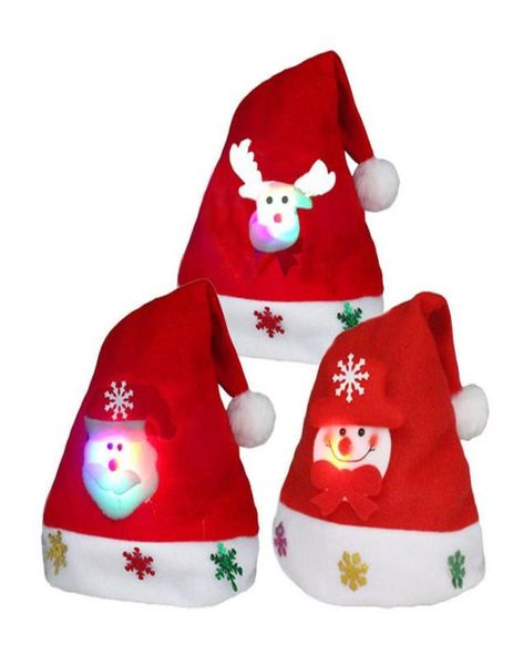Led Christmas Hat, niños para adultos, fiesta de Navidad, Santa Santa Santa, sombrero navideño con incrustaciones de santa Claus, muñeco de nieve dhl FR8823526