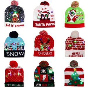 Sombrero de Navidad LED Beanie Sweater Flash Light Up Gorro de punto regalo de Navidad para niños / adultos Decoraciones de fiesta de año nuevo