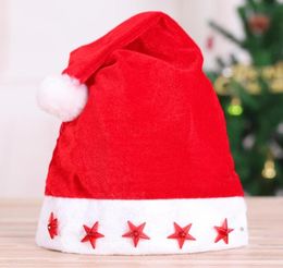 LED Christmas Hat Geanie Party Gat Histón luminoso Luminoso LED Red Star Santa para adultos LX87553689662