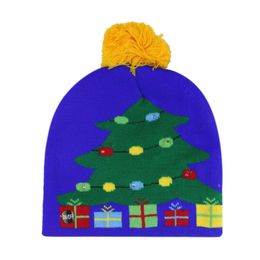 LED Chapeau tricoté de Noël Enfant Adultes Père Noël Bonhomme de neige Renne Elk Festivals Chapeaux Cadeaux de fête de Noël Casquette Chapeaux de créateurs de mode Bonnet pour hommes et femmes q96