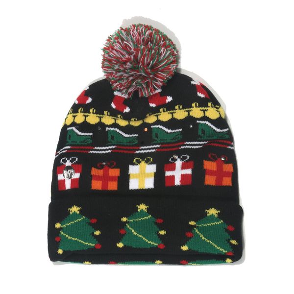 LED Gorro de punto navideño para niños Adultos Papá Noel Muñeco de nieve Reno Elk Festivales Sombreros Fiesta de Navidad Regalos Gorra Sombreros de diseñador de moda Gorro para hombres y mujeres q117