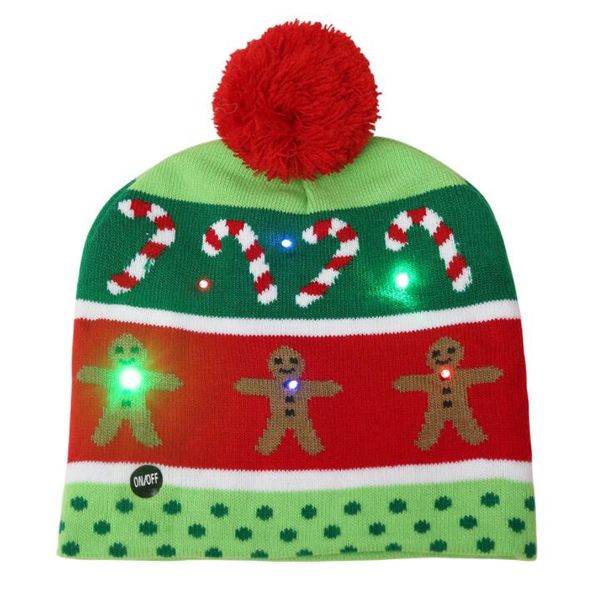 Sombrero de punto de Navidad LED Bufanda niño Papá Noel Muñeco de nieve Reno Elk Festivales iluminados Sombreros Fiesta de Navidad Regalos Cap