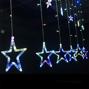 LED Christmas Lights 110V220V Plug Fairy Lights Star Curtain String Light Holiday For Party Year Decoration Y200603