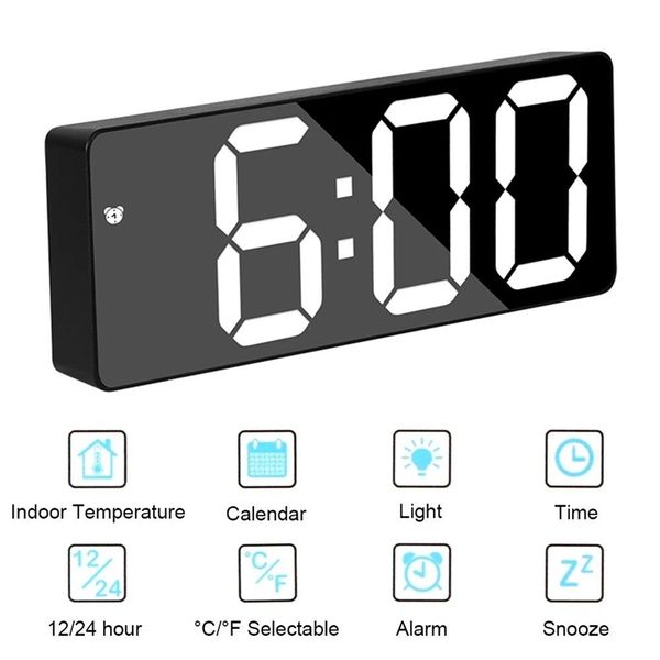 LED Horloge Moderne Simple Ins Étudiant Électronique Plug-in Alarme Miroir Grand Écran Salon Chambre Dortoir 220426