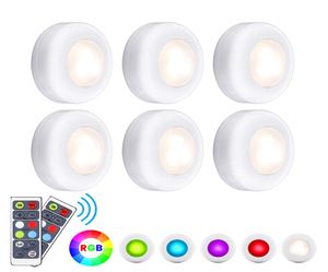LED -kastverlichting RGB Puck Lights 16 kleuren Draadloos onder Cabinet Lighting Battery Powered Night Lights with Remote Control DiMME3174196