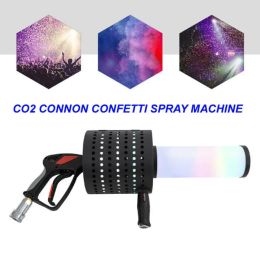 Máquina de cañón de pistola de chorro de confeti de CO2 LED, cañón de pulverización de confeti de CO2 de 7 colores