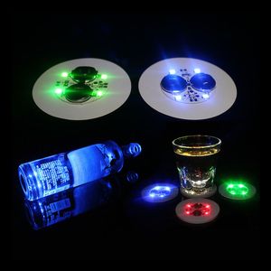 LED Coaster 6cm/2.36Inch LEDs Bottle Stickers Lighting Up Coaster with 4 Lights for Party Weding Bar (White Red Blue Green Colorful) usalight