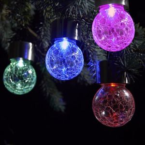 LED -kleur Veranderende zonnelampen Zonnelampen Tuin Lawn Light Stake Path Crackle Glass Scheur Bal Licht Glazen Tuinlichten LED Buiten Zonne -lichtlamp