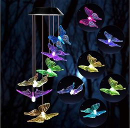 LED Kleur Veranderende Solar Strings Power Wind Chime Crystal Ball Hummingbird Vlinder Waterdicht Outdoor Windchime Licht voor Patio Yard