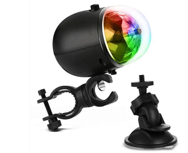 LED colorido bicicleta disco DJ efecto etapa luz mini portátil USB recargable RGB luz giratoria con clip de bicicleta (1PCS)