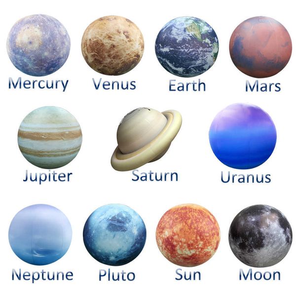 Système solaire gonflable géant coloré de LED astronomie neuf planètes gonflables + soleil gonflable de lune gonflable pour la décoration