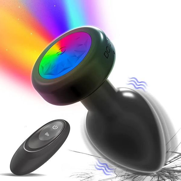 LED Luz de colores Butt Plug para mujeres Hombres Anal Plug Vibrador Masajeador de próstata Adultos Juguetes sexuales Control remoto inalámbrico Buttplug 240106