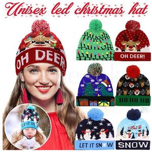 LED lumières colorées casquette décorative chapeaux de fête de noël bonhomme de neige avec boule tricoté chapeau noël tricot casquettes de818