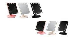 Miroir de maquillage compact à LED, bureau cosmétique, rotation à 360 °, portable, 16 22 lumières LED, miroir de maquillage de voyage éclairé pour femmes, noir Whi9225959