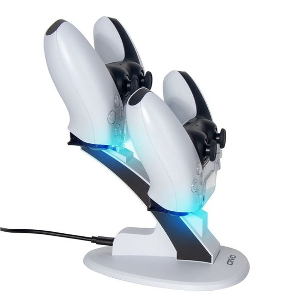 Contrôleur LED Chargeur Cradle Stand Elements Dock de manette léger pour PS5 Joystick Dual Station de charge USB noir blanc peut choisir DHL Fast