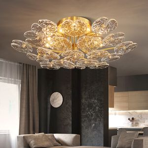 LED-koperen kroonluchter verlichting voor slaapkamer eetkamer creatieve postmoderne armatuur luxe ronde home decora glas hangende lamp