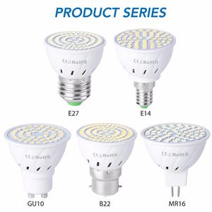 LED Graan Spotlight Energy Saving Light Lamp Bulb Cup 48 60 80 LED's E27 E14 B22 MR16 GU10 Base 2835SMD Daglicht Warmwhite Indoor