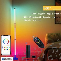 Lampadaire d'angle LED Wifi RGB, éclairage d'ambiance de fond, éclairage sur pied, Compatible avec Alexa Google Assistant262u