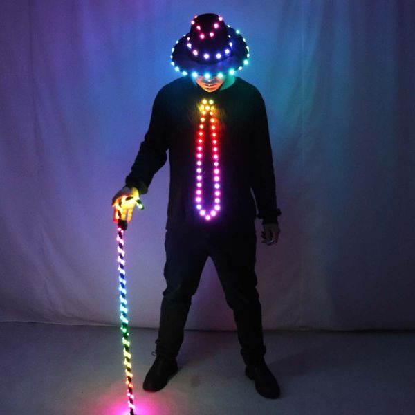 Traje de ropa de vestuario LED Light Up Dancing Dancing Flashing Canes Blanco Mujeres Men Jazz Dance para Fiesta de Performas de Escenario Como regalo