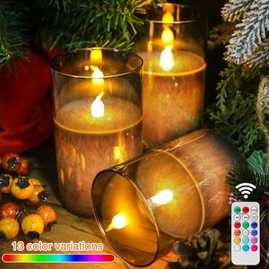 LED crack pilar sin vela sin vela de 12 colores Temporizador de control remoto para parafina de parafina parpadeante de vacaciones decoración de Navidad 240417