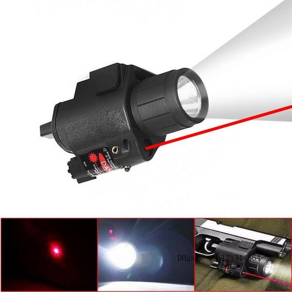 Linterna táctica Led Cree, luz estroboscópica láser roja para Rifle, pistola Glo Ck G17 G19, escopeta de montaje en riel de 20mm, 200 lúmenes gratis