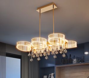 Plafonnier LED en cristal doré suspendu, lustre scandinave pour cuisine, salon, chambre à coucher, décoration nordique pour la maison