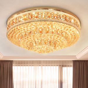Lámparas de techo de cristal LED Lámparas de techo brillantes redondas Lámpara colgante montada en superficie de lujo estadounidense Lustre con control remoto Diámetro de 80 cm a 120 cm