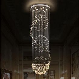 Lustres en cristal LED lumières escaliers lampe suspendue décoration d'éclairage intérieur avec luminaires de lustre D70CM H200CM264V