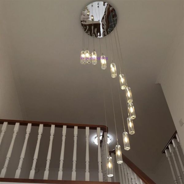 LED lustres en cristal spirale moderne salon lampes escalier éclairage longs cristaux lustre décor à la maison lumières lustre salon 307k