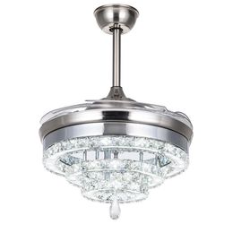 LED ventilateur en cristal lumières invisibles pour salon chambre Restaurant ventilateurs de plafond modernes 42 pouces avec télécommande 3255