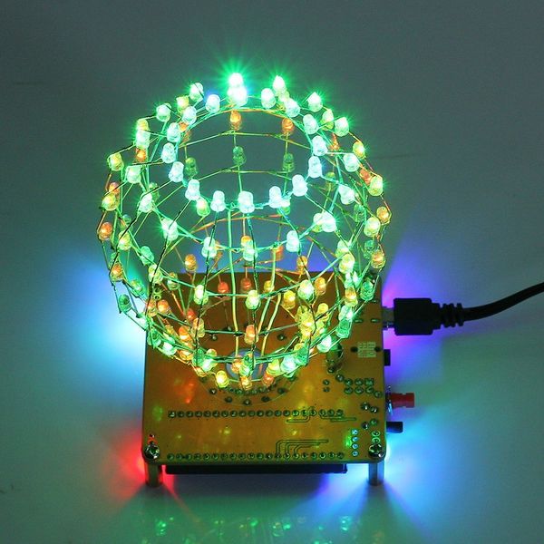 Livraison Gratuite LED Cubic Ball DIY Kit 3mm RGB LED Lumière Cube Cubic Ball Kit Électronique Télécommande Brain-formation Jouet
