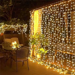 LED-gordijn fee lichten string outdoor straat garland op de venster festoen kerst bruiloft vakantie decoratie voor home 2111104