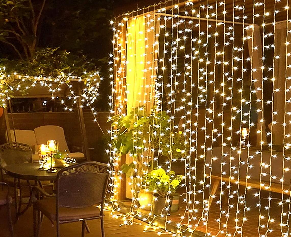 LEDカーテン付きICICLE STRING LIGHTS 12MX3M 1200 LEDフェアリーガーランドクリスマス屋内屋外結婚照明ホームパーティーガーデンの装飾