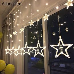 LED Rideau String Lights Pentagram Star Light Fée Mariage Anniversaire De Noël Éclairage Décoration Intérieure 220V EU plug IP44 Y201020