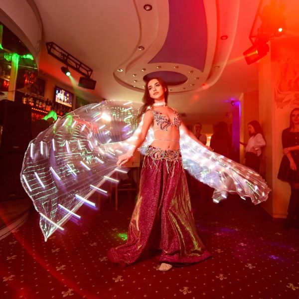LED Dance Fairy Wings Colorful Belly Dancy Dancing Costume Pâques Christmas Halloween Oriental Belly Dance Wings Lights Lampe