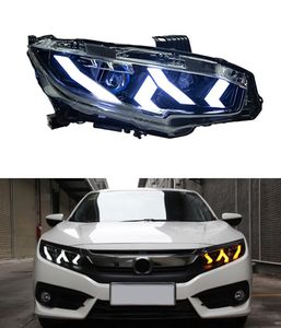 Lampe frontale LED pour Honda Civic X G10, phare de jour 2016 – 2021, clignotant, double faisceau, lentille de projecteur