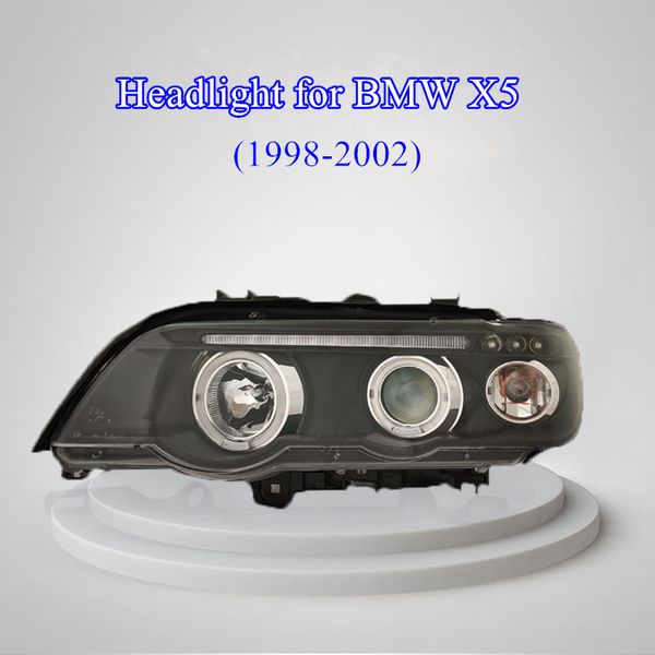 LED Daytime Running Head Light para BMW X5 Headlight E53 1998-2002 Dynamic Turn Signal Angel Eye Projector Lente