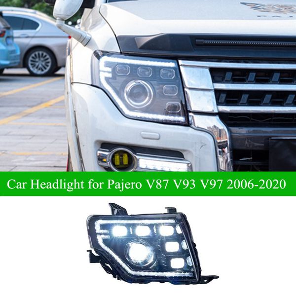 Luz LED de conducción diurna para Mitsubishi Pajero, faro delantero de coche 2006-2020 V87 V93 V97, lámpara de lente de señal de giro azul DRL