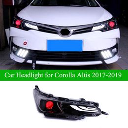 Luz LED de conducción diurna para Toyota Corolla faro 2017-2019 Altis señal de giro lámparas de coche de doble haz