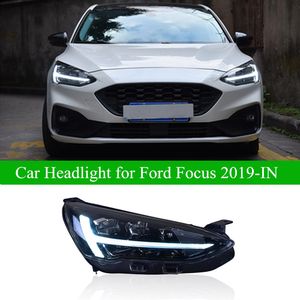 Luz LED de circulación diurna para Ford Focus, conjunto de faros delanteros 2019-IN, señal de giro dinámica, lente de haz de coche, lámpara de cabeza automática