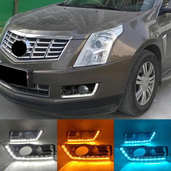 Luces de circulación diurna LED para Cadillac SRX 2012 2013 2014 2015 2016 DRL cubierta de luz antiniebla luces de conducción con señal de giro 295j