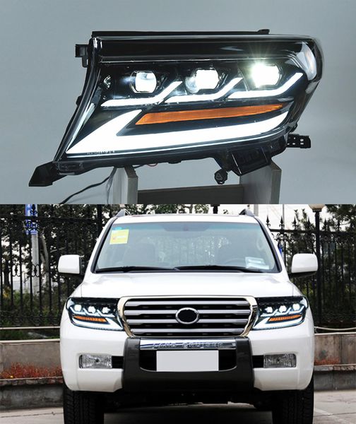 Luz LED de señal de giro diurna para faro de coche Toyota Land Cruiser 2007-2015 lente de proyector de Luz De Carretera