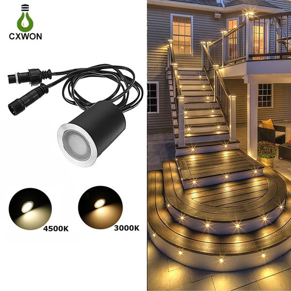 Luz de cubierta LED con carcasa protectora Lámpara subterránea empotrada de 12V IP67 Iluminación de paisaje exterior impermeable para escalones de jardín