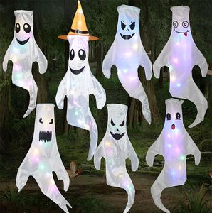 LED Decor Halloween Decoraties Props Pumpkin Heks Ghost Windsocks Vlaggen Wind Streamer voor Home Yard Patio Outdoor Decortion Party Supplies XD24722
