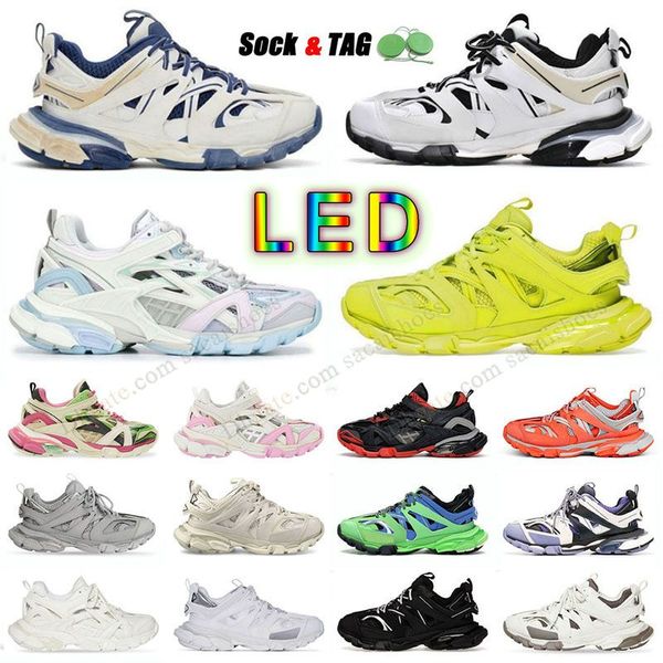 LED Designer Track 3 3.0 Paris Casual Chaussures Hommes Femmes Pistes LED Triple Blanc Noir Baskets Tess.s.Baskets à plateforme en cuir Gomma Trainer Nylon imprimé OG Neon LED