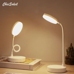 LED-bureaulamp USB-aangedreven tafellamp Touch Dimmen Draagbare lamp 3 kleuren Traploos dimbaar Oogbescherming Slaapkamer bedlampje 240105