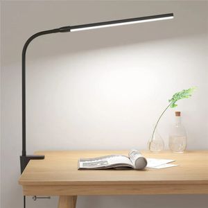 Lampe de bureau LED avec pince, pince pour le soin des yeux, pour le bureau et la maison, 3 Modes, 10 luminosité, longues lampes de Table à col de cygne flexibles, 240125