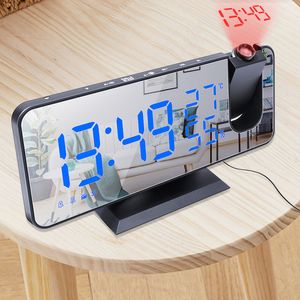 LED Digitale Wekker Elektronische projectie met FM R SZE Weerstation Kalender Thermometer Projector Functie 220311