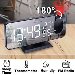 LED Digitale Wekker Elektronische Tafel Desktop Clocks USB Wake Up FM Radio Time Projector Twee Snooze Functie 210804